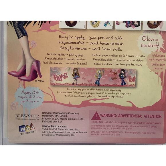 Bratz Glow in the Dark Wall Peel and Stick Jumbo Stickers (30) - Removable - NIP - Picture 5 of 6